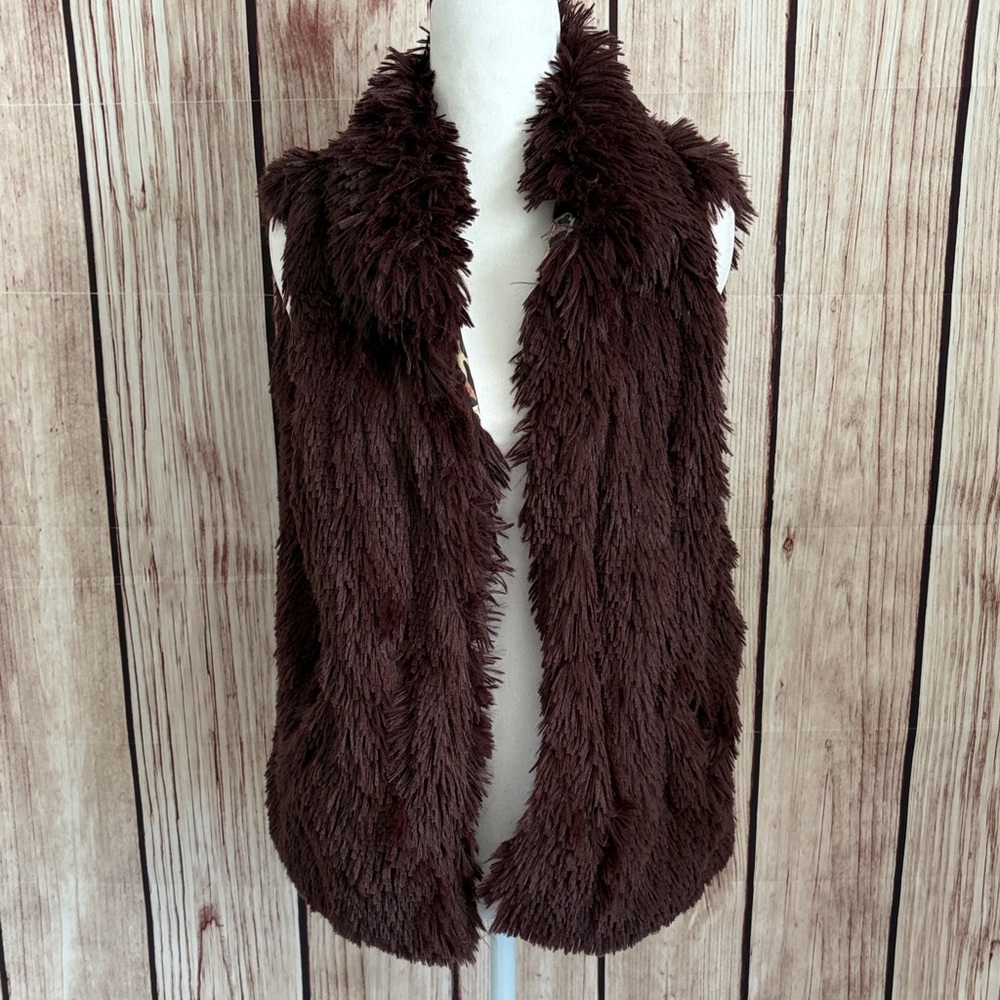 Betsey Johnson Faux Fur Vest w/ Cheetah Print Lining Medium